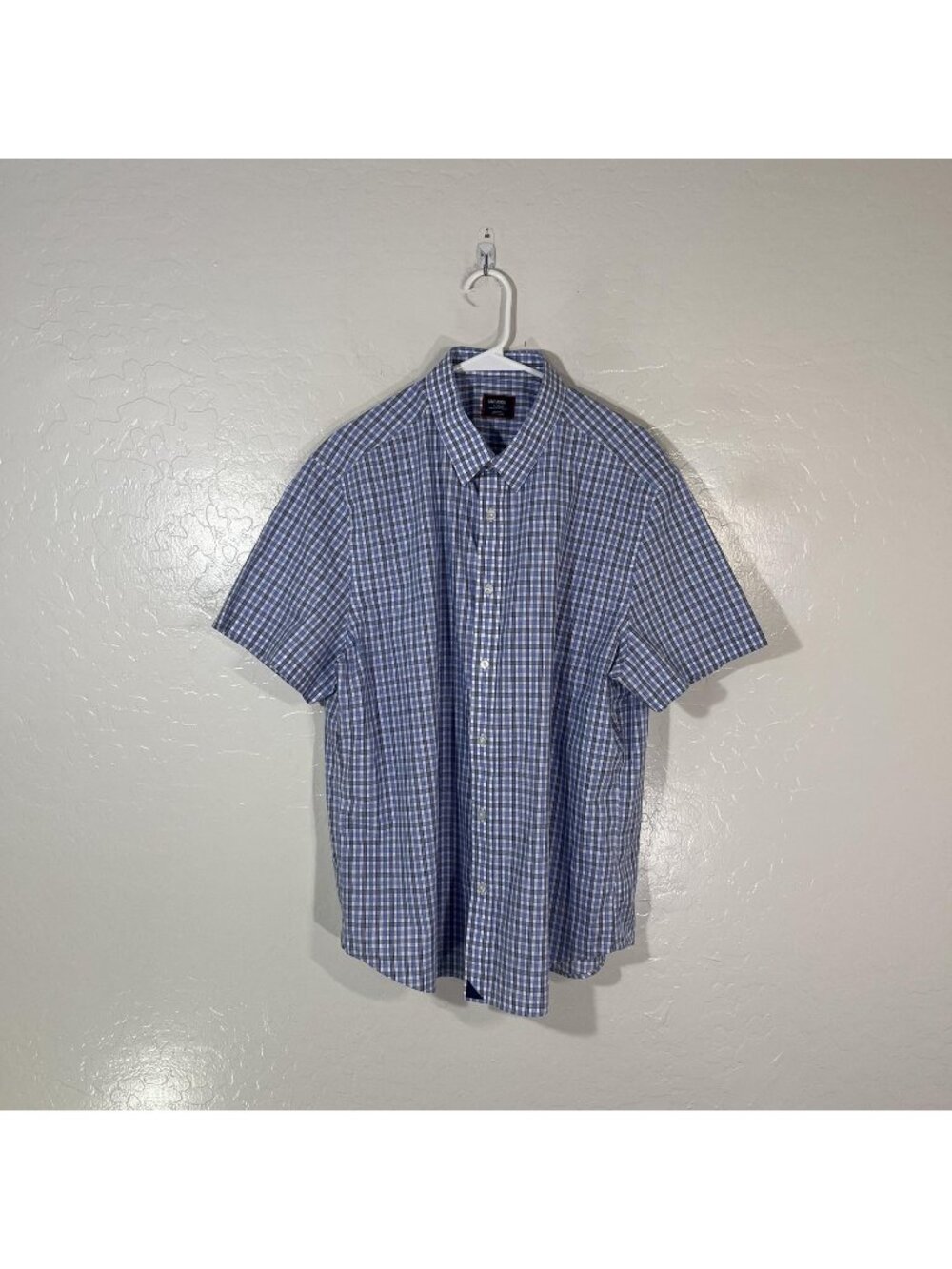 UNTUCKit Dante WF Shirt Mens XL Blue Check Short Sleeve Button Up Cotton Casual